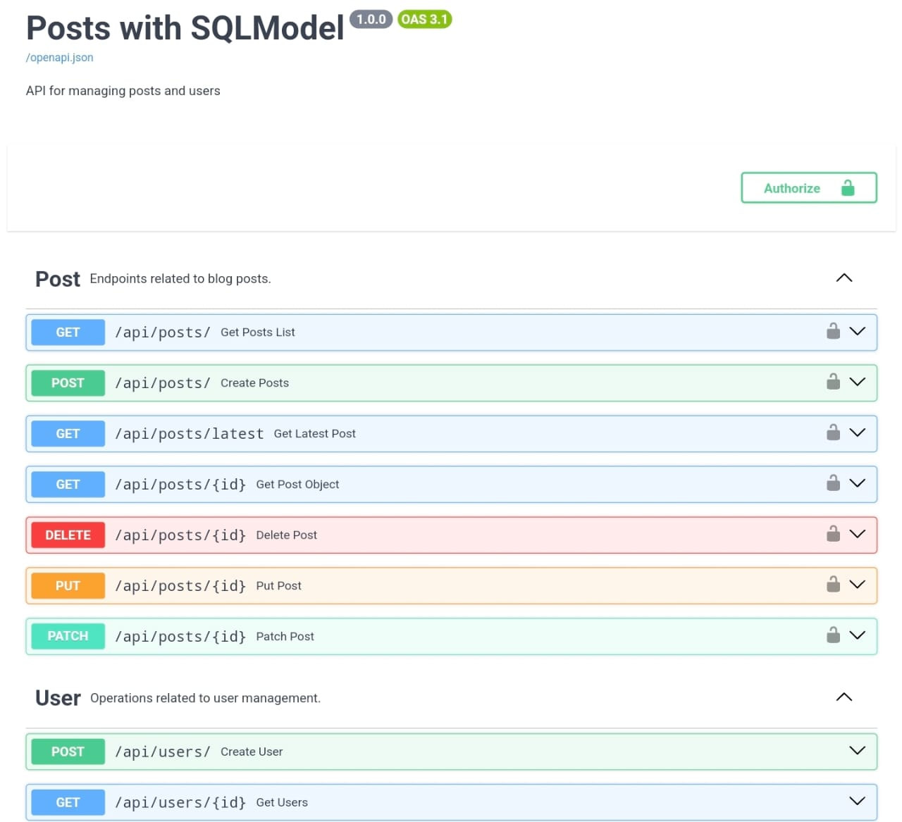 FASTAPI documentation